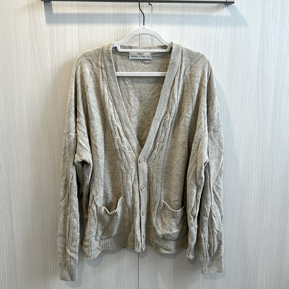 St. Michael by Marks & Spencer button closure knit cardigan size XL made in UK